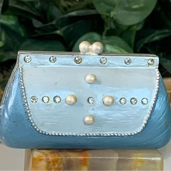AVON Collectibles All Dressed Up Blue Pearl Purse Clutch Bag Fashion Figurine - Picture 2 of 14